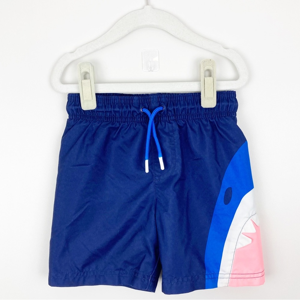 Cat & Jack - 4T Boys Blue Shark Bite Swim Trunks